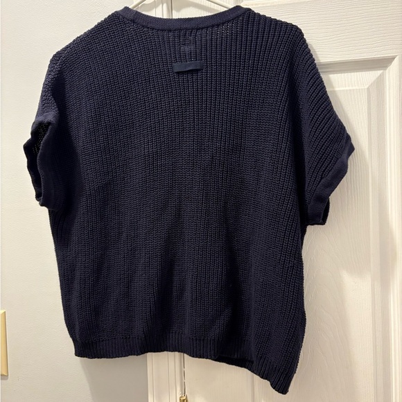Tyler Boe navy button up short sleeve sweater - Picture 2 of 3